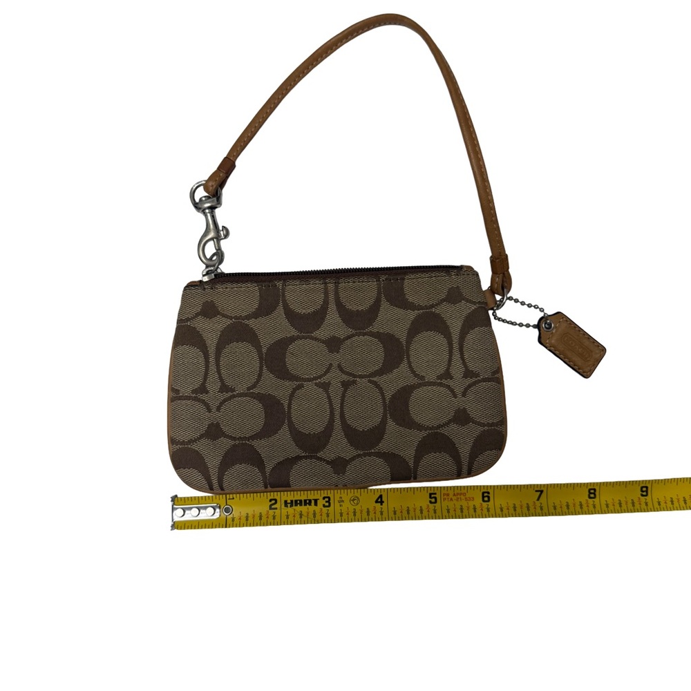 Coach Signature Brown and Tan Wristlet